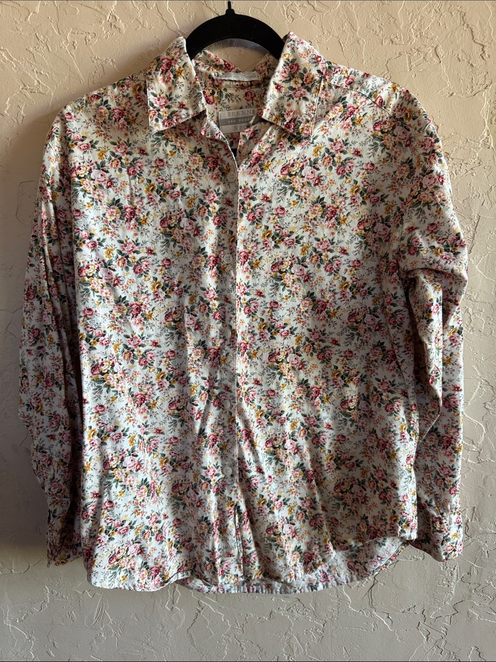 Brannan San Francisco Floral Button Front Shirt Cottagecore 100% Cotton Top M